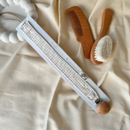 Porta Chupete Vichy Beige