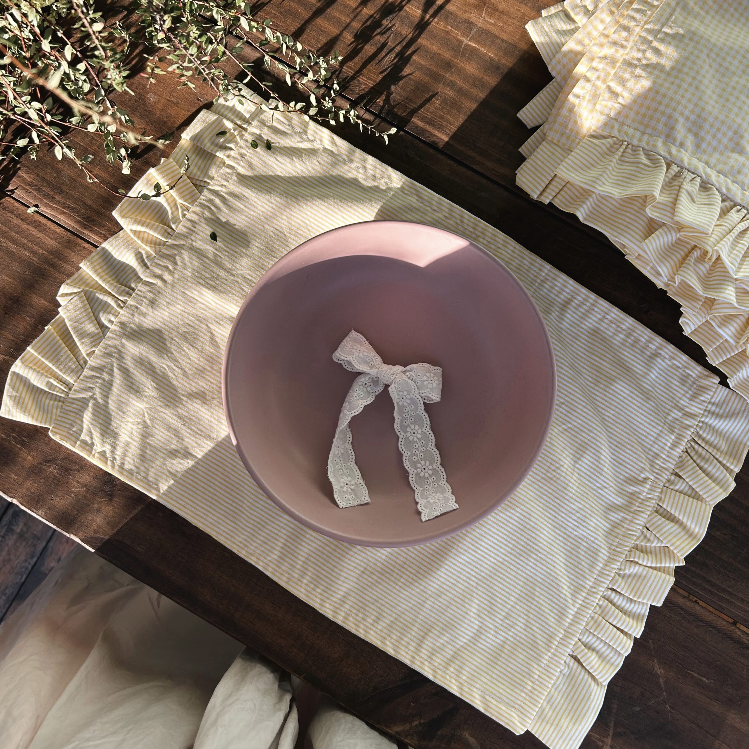 set de 4 individuales rayas yellow